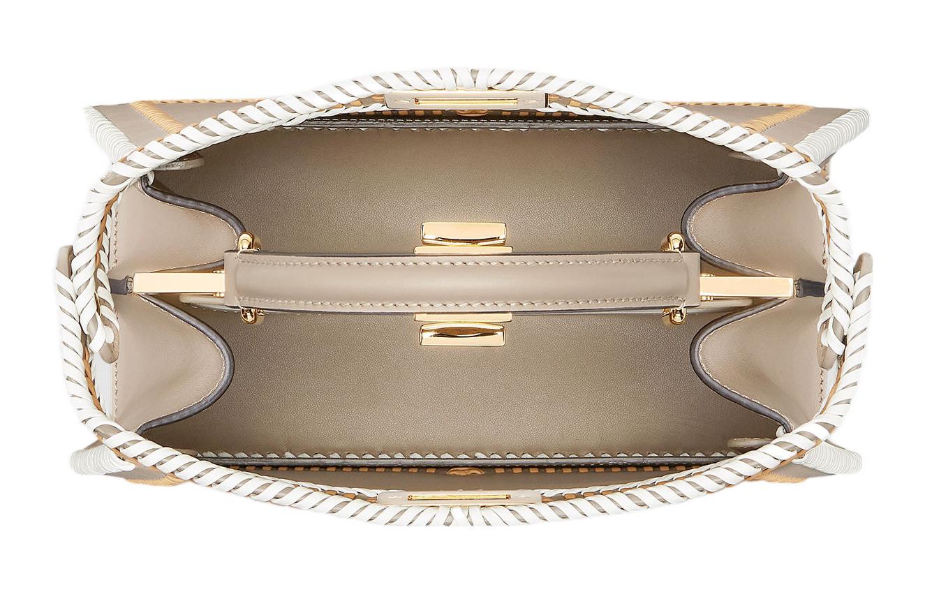 FENDI Сумка Peekaboo ISeeU из телячьей кожи, кросс-боди, маленькая женская сумка Dove Gray — фото 3