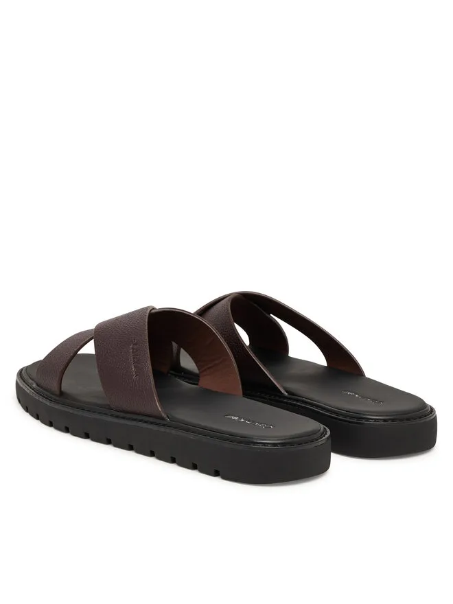 Calvin Klein Мюли квадратной формы, сандалии Xcross Lth HM0HM02235, коричневые — фото 3