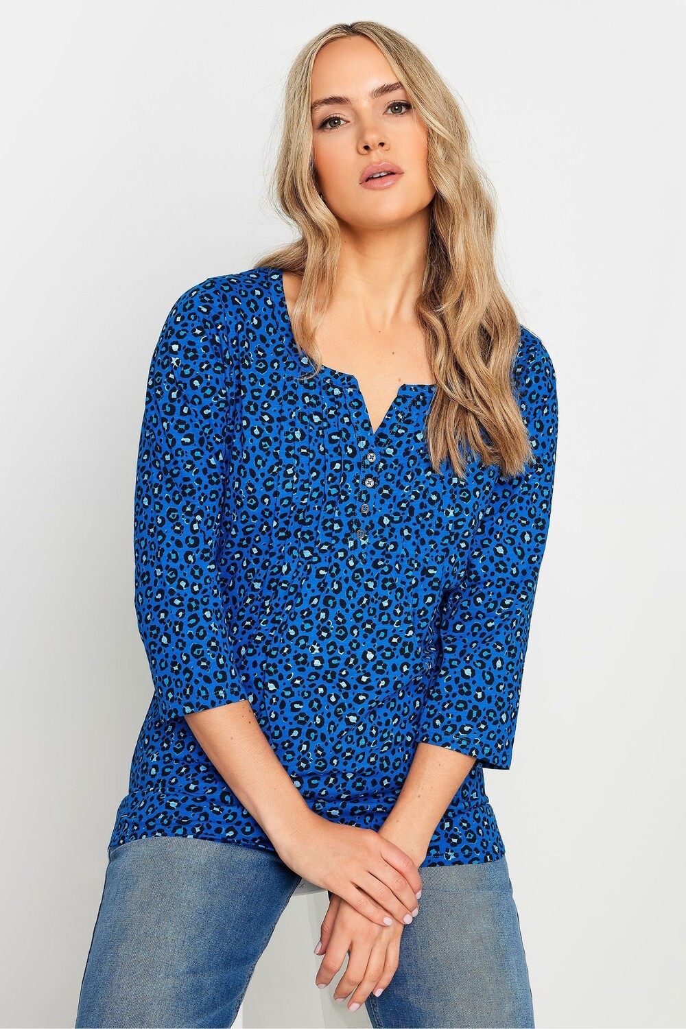 

Топ с защипами и рукавами 3/4 Animal Long Tall Sally, синий