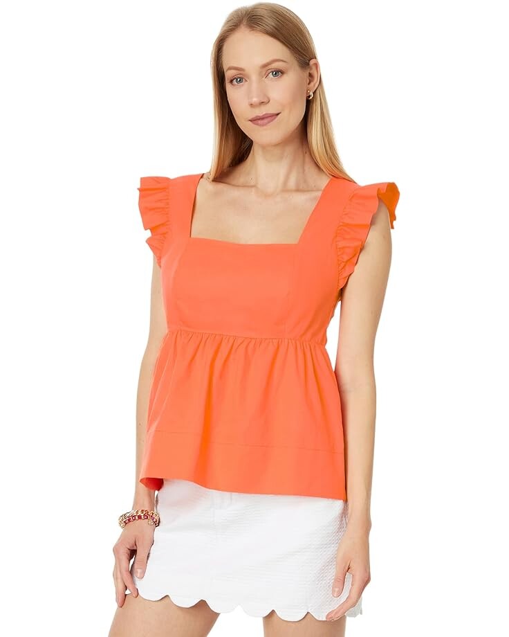 

Топ Lilly Pulitzer Tiana Babydoll Cotton Top, цвет Flamingo Feather