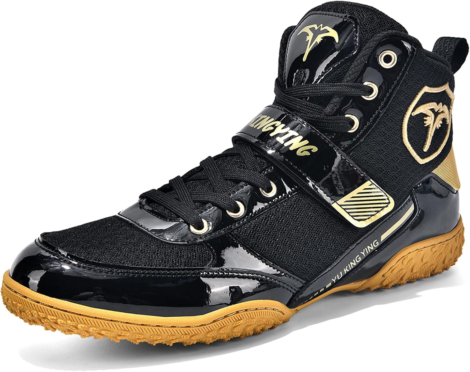 

Мужские высокие боксерские кроссовки Легкие спортивные кеды для фитнеса Спортивная обувь для борьбы и боевых искусств Кикбоксинг Тренировочные ботинки Hiuzylqx, черный