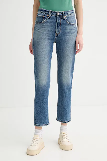Джинсы прямого кроя высокая талия 501 CROP LIGHTWEIGHT Levi's, синий