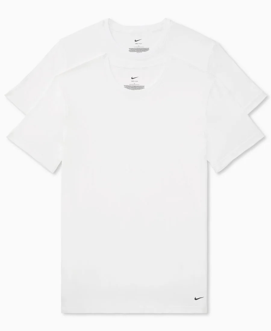 Мужские хлопковые эластичные майки с круглым вырезом Dri-FIT Essential, комплект из 2 штук Nike, белый