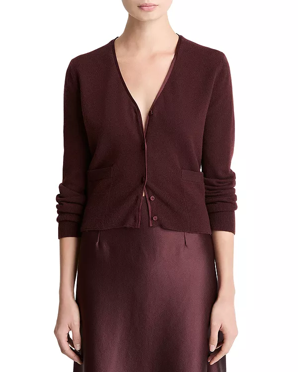 

Кардиган с V-образным вырезом из шерстяной смеси Vince, красный