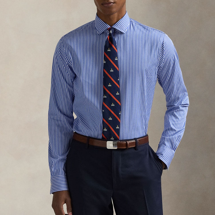 Полосатая хлопковая рубашка Polo Ralph Lauren, синий — фото 3