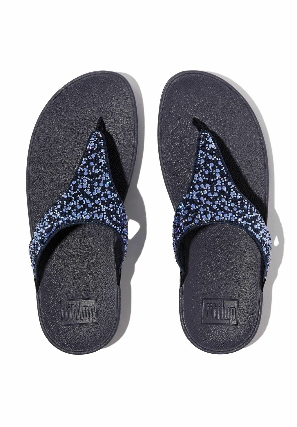 Сандалии с Т-образной застежкой ZEHENTRENNER LULU CRYSTAL-MIX TOE-POST - Pool slides FitFlop, темно-синий — фото 3