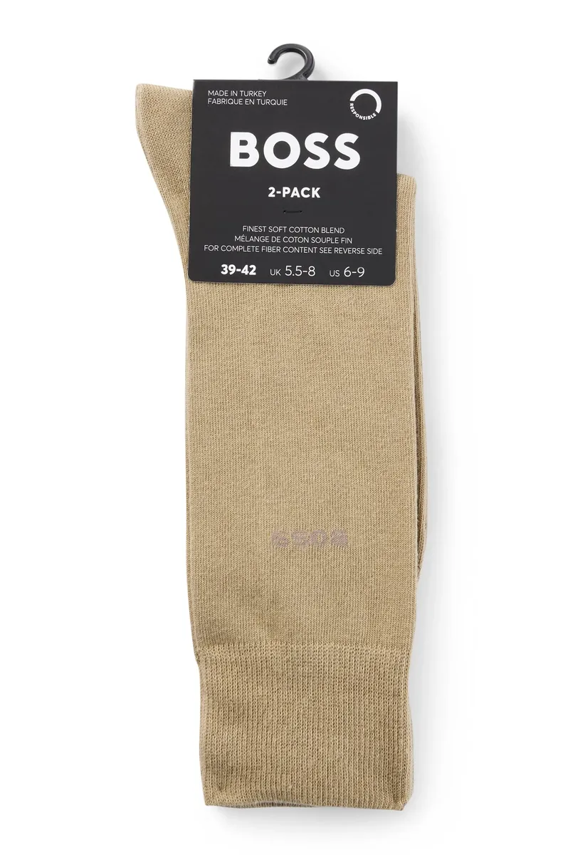 Деловые носки BOSS "2P RS Uni CC" (упаковка, 2 пары, 2 шт.), с логотипом бренда, бежевый — фото 2