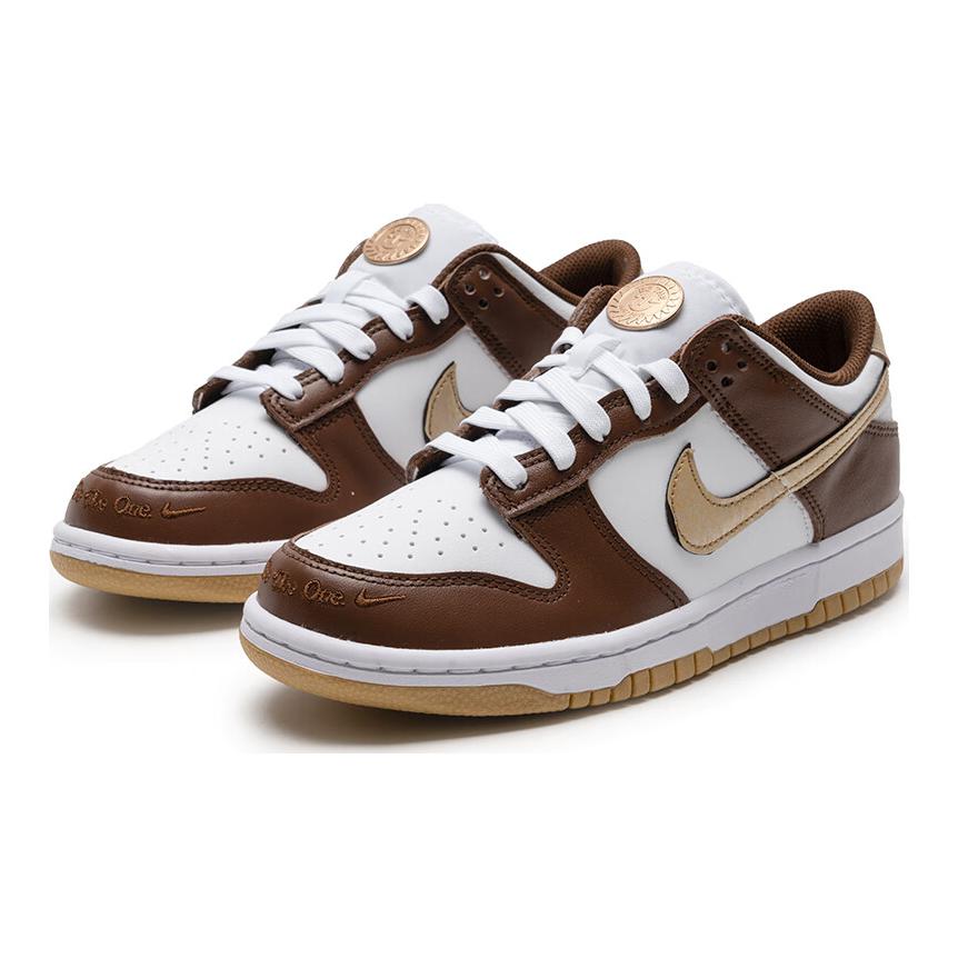 Nike Dunk противоскользящие износостойкие низкие детские скейтбординг кроссовки умбра желтый белый — фото 2