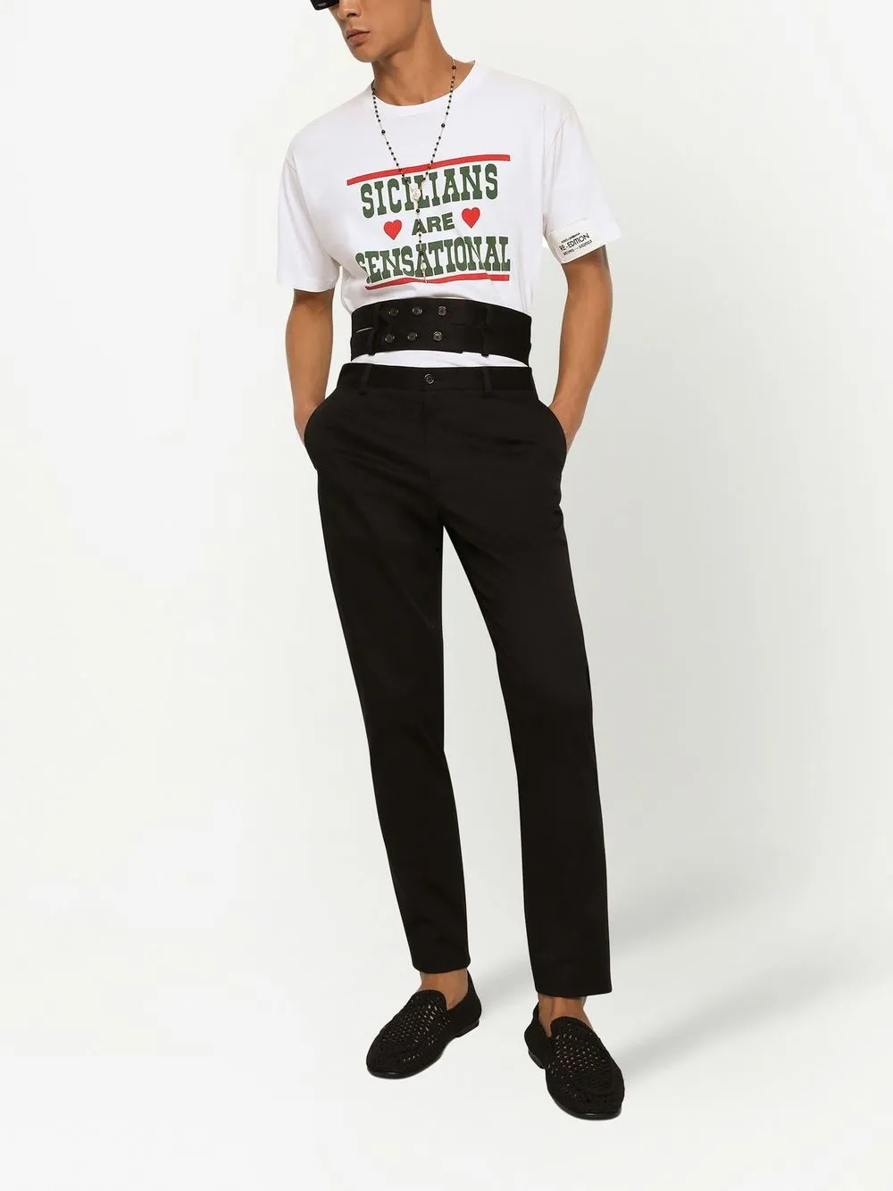 Футболка из хлопка с графическим принтом DOLCE & GABBANA, белый — фото 2