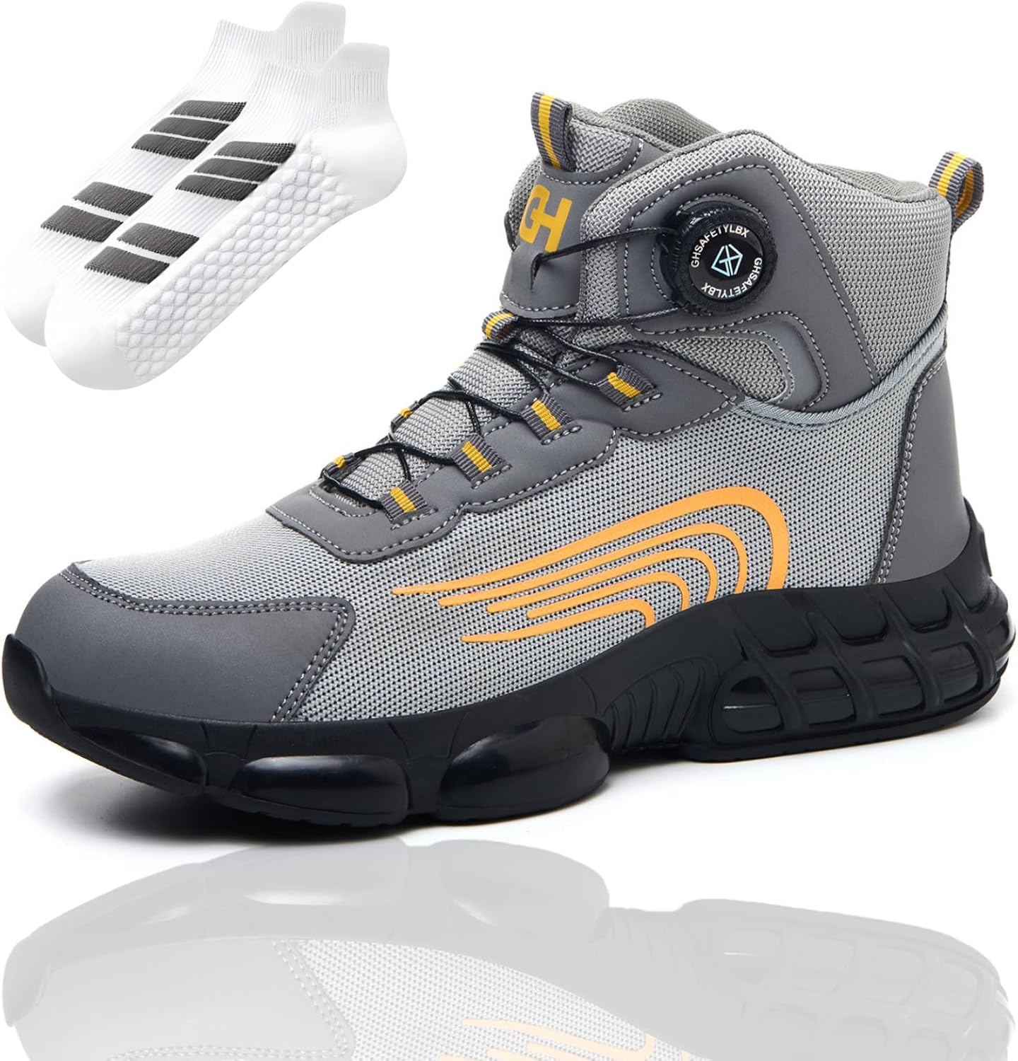 

Улучшенные обувные ботинки с защитой пальцев из стали, высокие ботинки с защитой голеностопа Ufladi, Grey-a