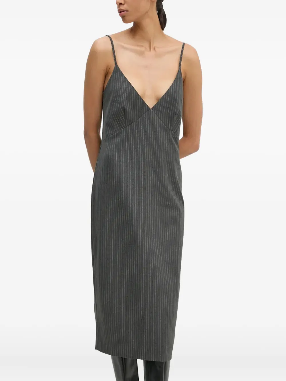 

Платье с полосками и V-образным вырезом Day Birger Et Mikkelsen, серый