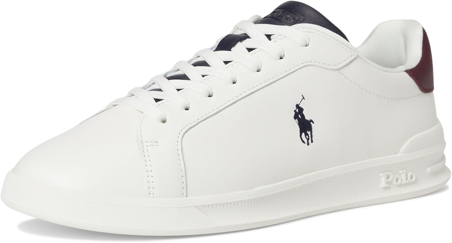 Polo Ralph Lauren мужские кроссовки Heritage Court II из кожи Nappa, Off-White/Navy/Wine — фото 2