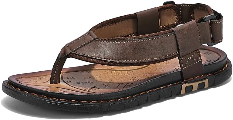 

Мужские сандалии пляжные шлепанцы комфортные повседневные вьетнамки для ходьбы водные спортивные кожаные спортивные тапочки Luodenglang, коричневый