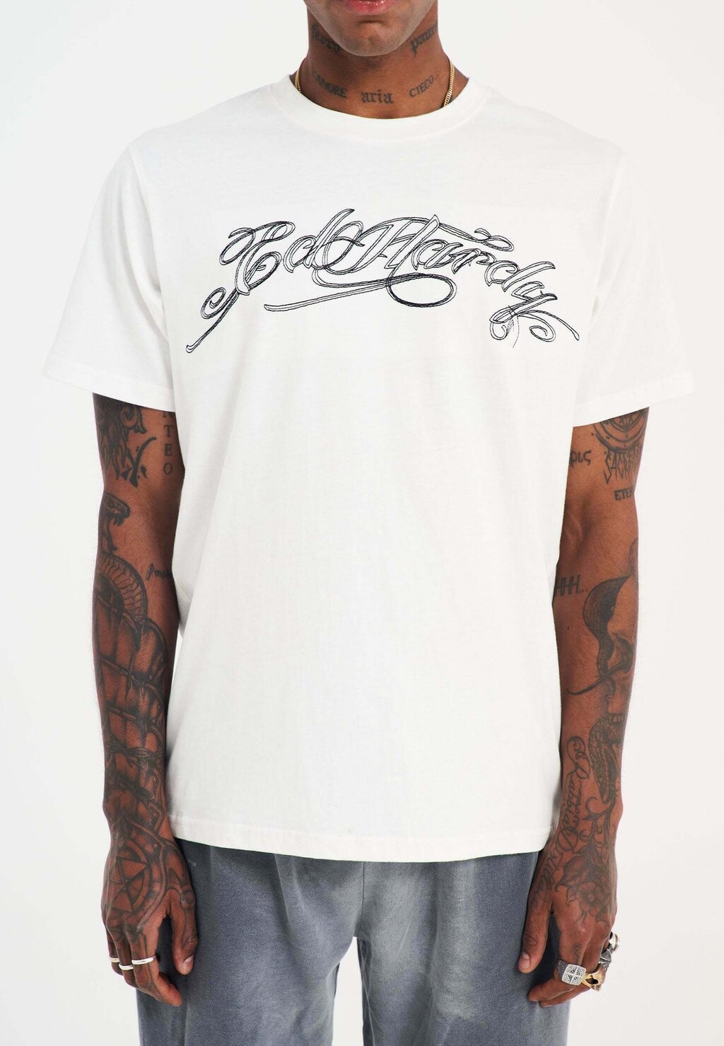 

Футболка с принтом BATTLE OF THE EAGLES DIAMANTE Ed Hardy, белый