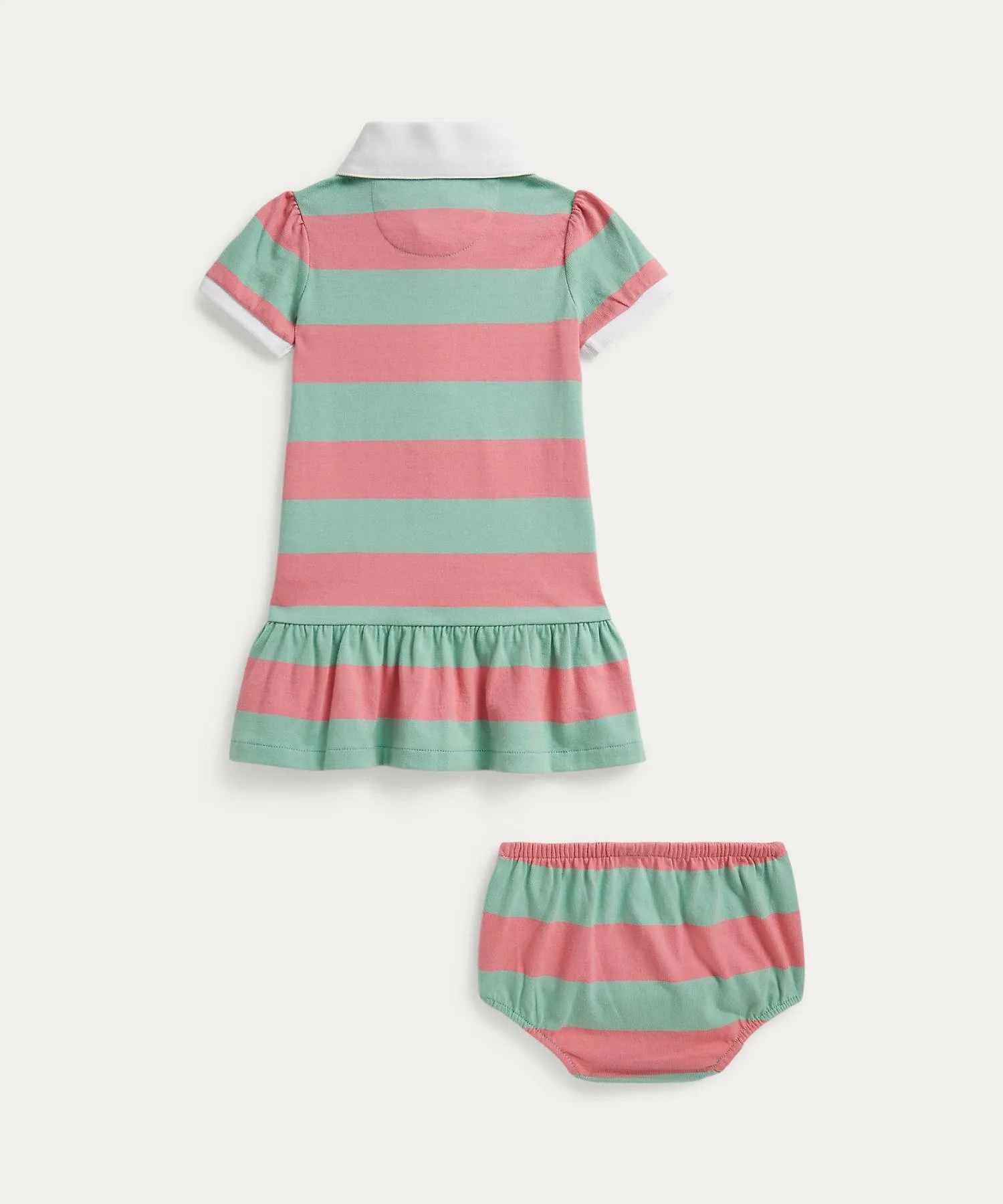 Детское полосатое платье для регби и панталоны Polo Ralph Lauren, 660 Pink — фото 2