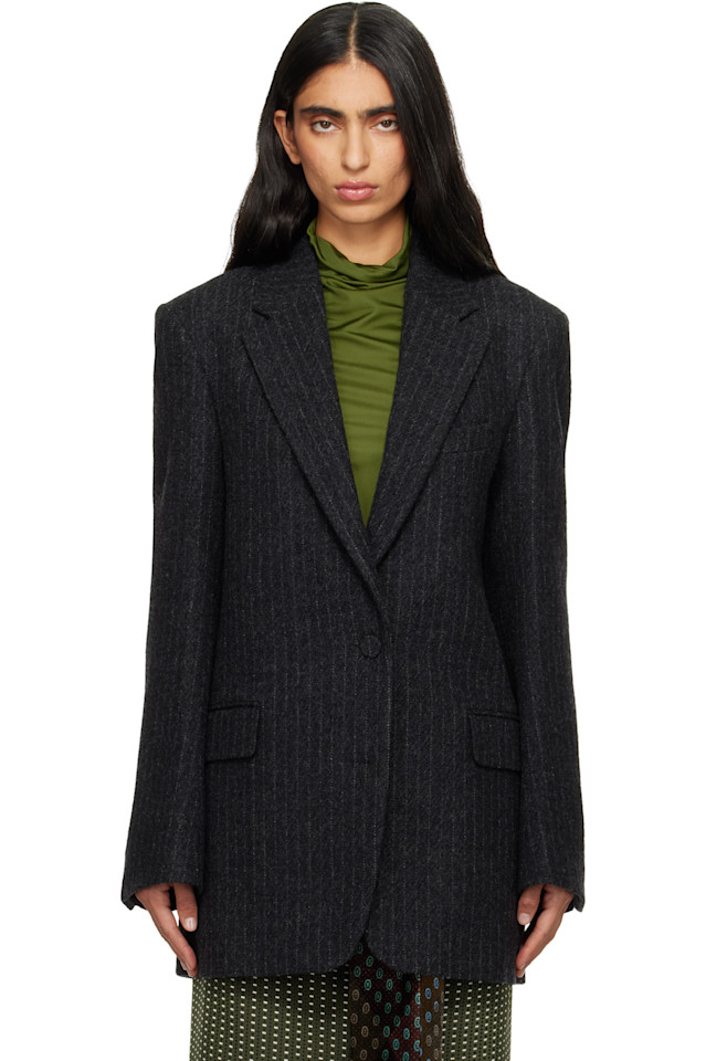 

Dries Van Noten Серый шерстяной пиджак меланж