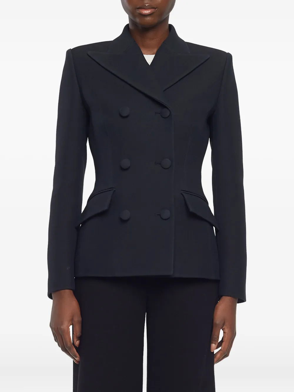 

Двубортный пиджак с заостренными лацканами Adam Lippes, синий