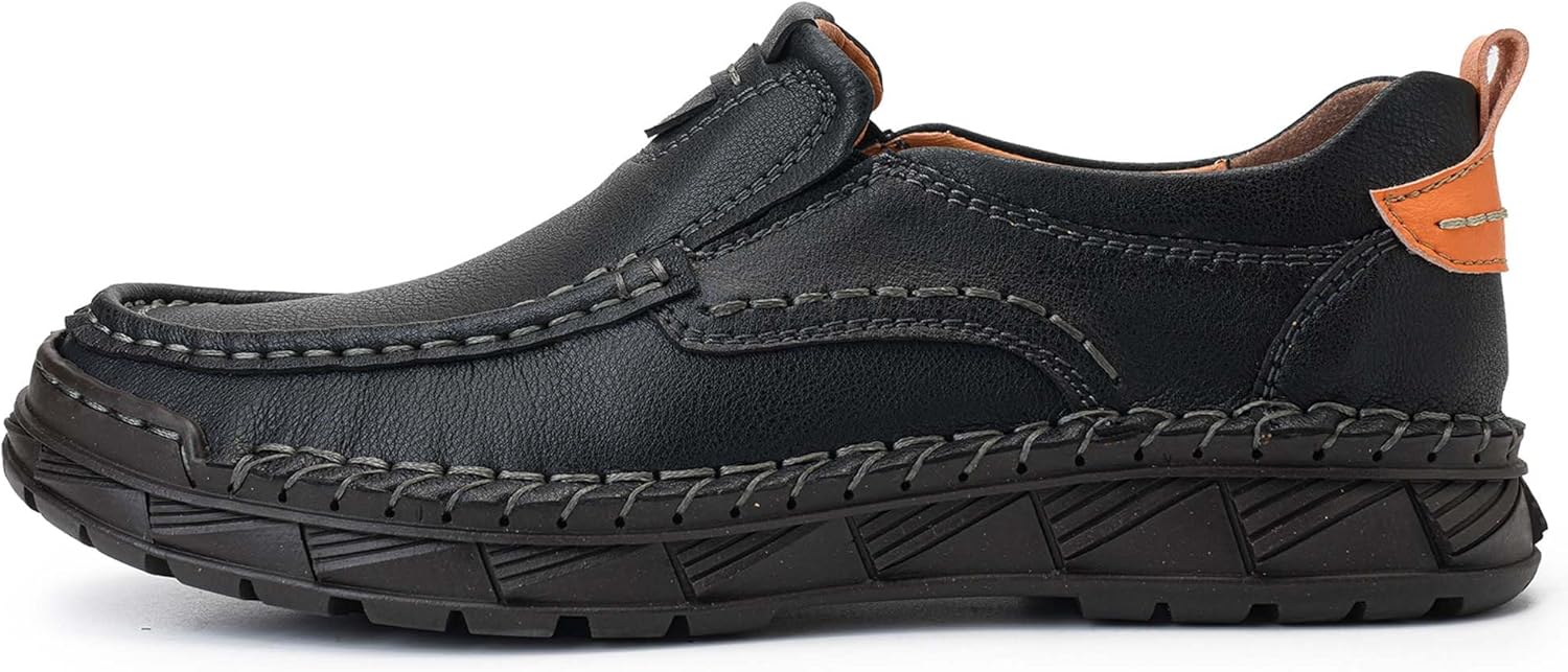 

Мужские премиальные кожаные повседневные кроссовки, кожаные туфли без шнурков, ручная строчка, обувь для ходьбы, обувь для вождения, спортивная обувь для активного отдыха, удобные, мягкие, противоскользящие Vtiao, черный