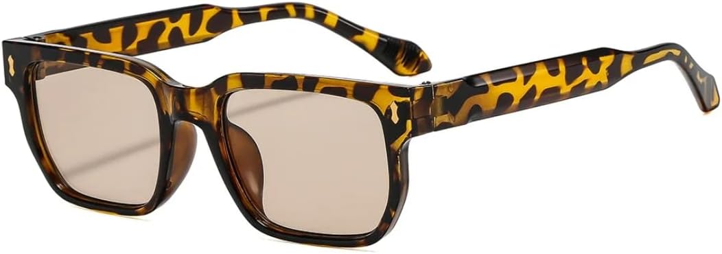 

Ретро квадратные женские солнцезащитные очки, стильный дизайн, универсальный дизайн, модные мужские повседневные очки с защитой от УФ-излучения UV400 и леопардовым принтом UATXTAU, Hawksbill Tea