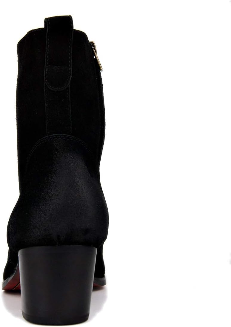 Мужские кожаные ботинки OSSTONE Chukka Дизайнерские ботинки из телячьей кожи Повседневные туфли на каблуке на молнии OS-JY002-Black-Calfskin-US, черный — фото 3
