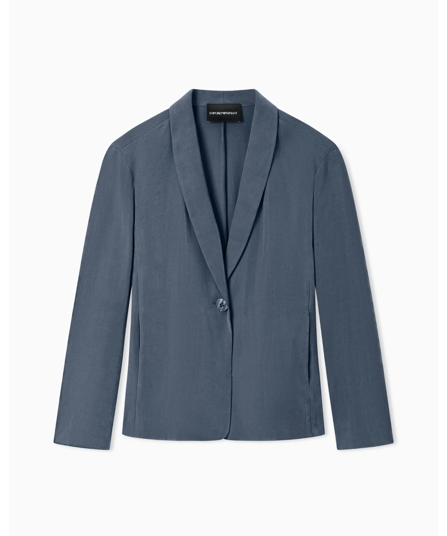 Женский пиджак однобортный из вельвета Emporio Armani EW003341/AF20502 темно-синий — фото 2