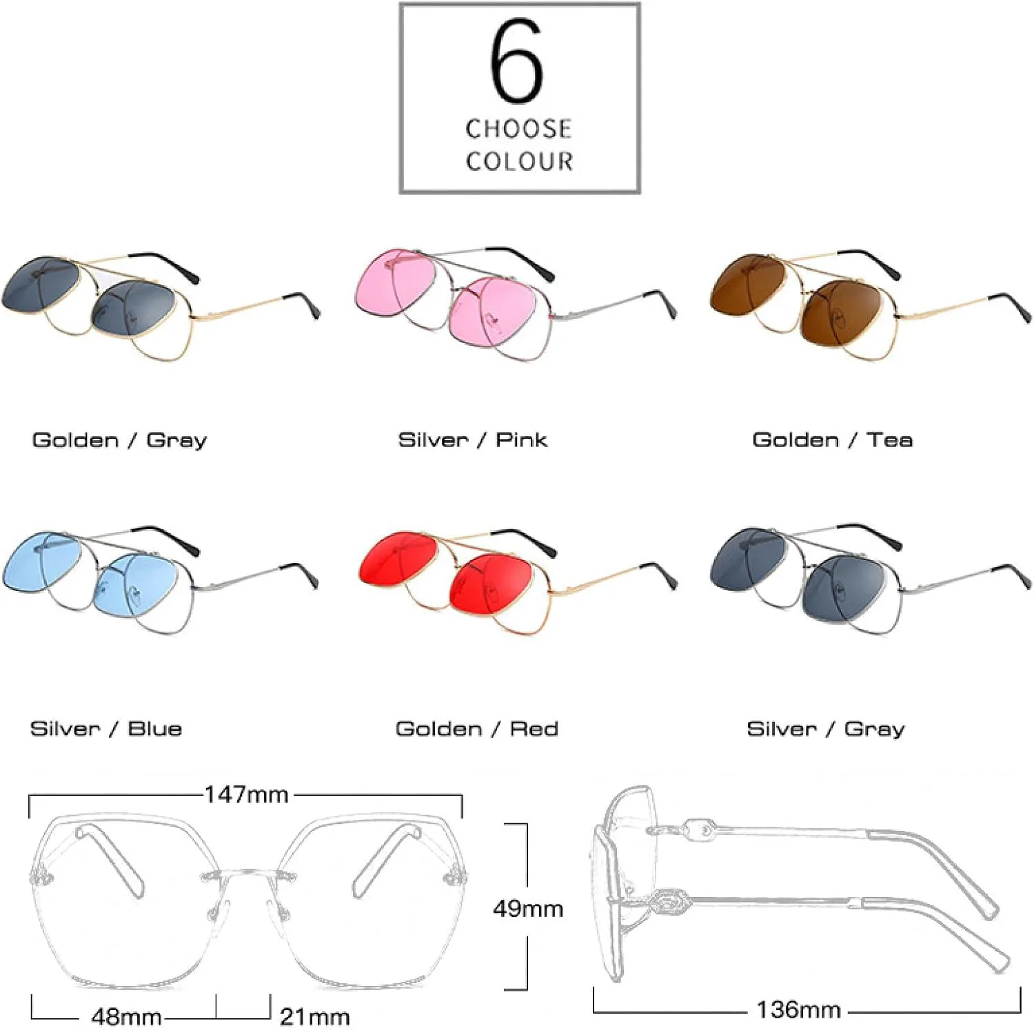 

Солнцезащитные очки с защитой от УФ-излучения UV400 | Женские очки в стиле металлик с откидными линзами для занятий спортом на открытом воздухе и вождения DSVIGF, 01