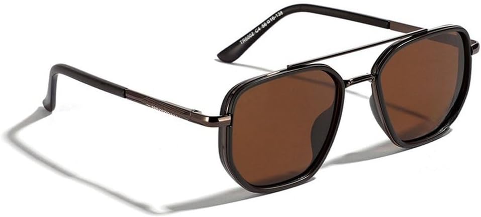 

Поляризованные солнцезащитные очки TR90 для мужчин, металлические солнцезащитные очки для женщин, двойная перемычка, для вождения, зеленые, черные, UV400 HYYZZC, Brown