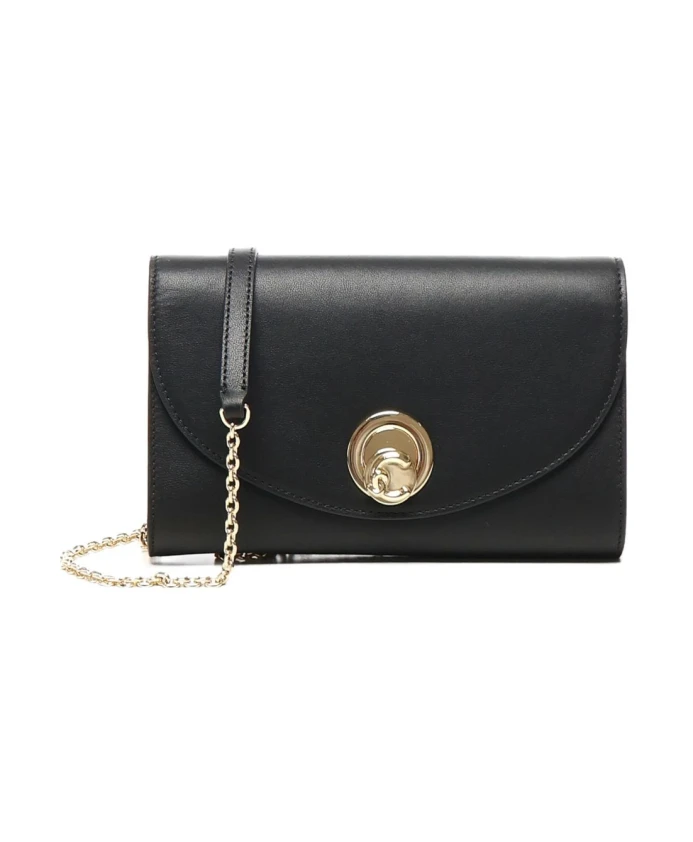 

Черная кожаная сумка через плечо на цепочке Coccinelle, черный