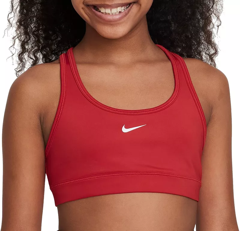 

Спортивный бюстгальтер Swoosh Nike Pro Dri-FIT для девочек, цвет University Red