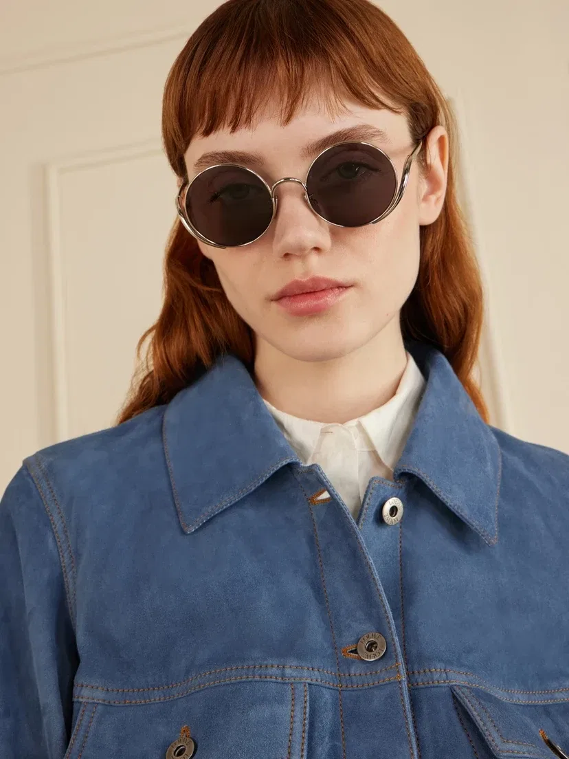 Круглые солнцезащитные очки серебристого цвета LOEWE EYEWEAR, серебряный — фото 2