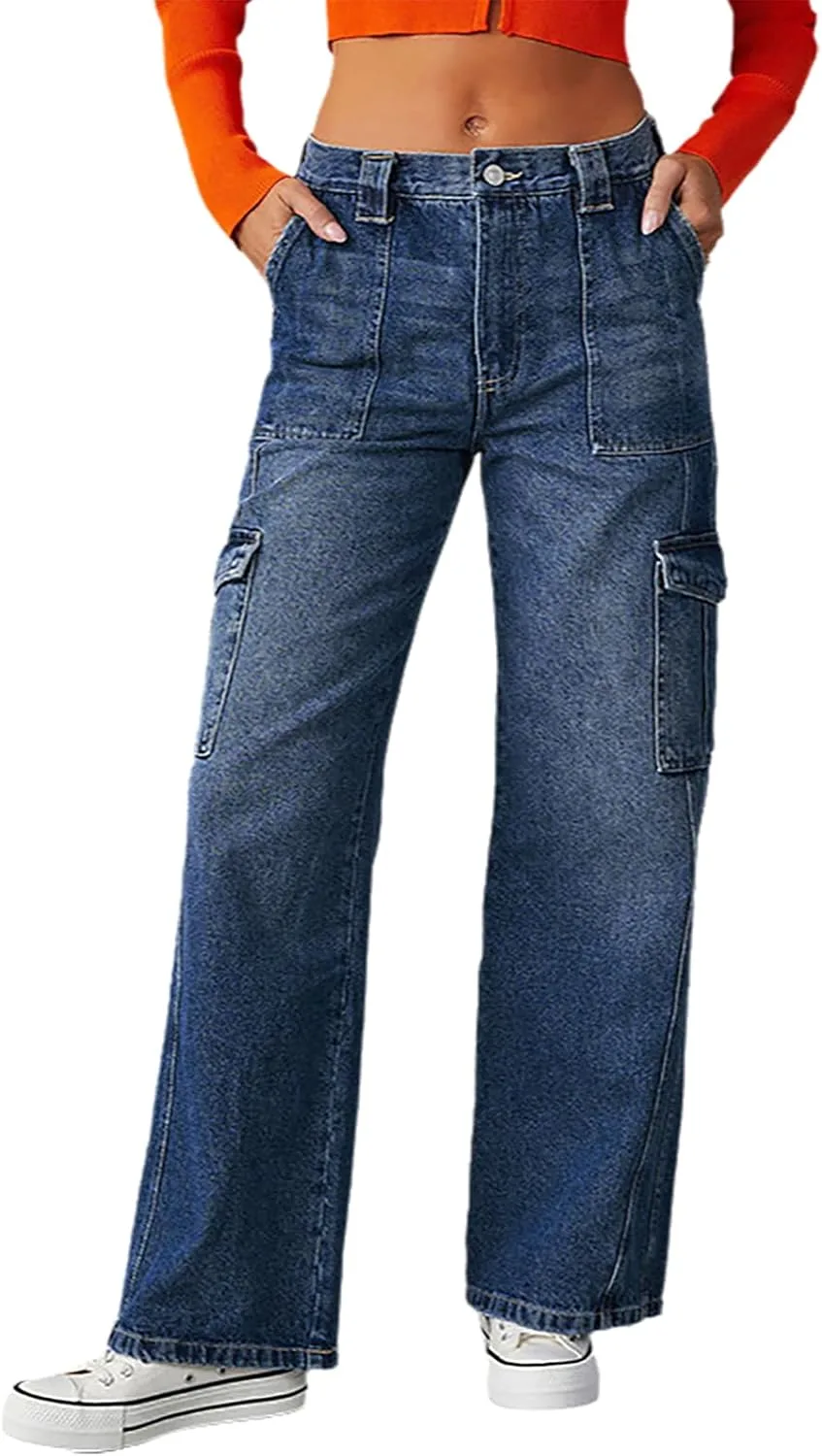 

Женские карго джинсы Mid Rise с накладными карманами Glkaend