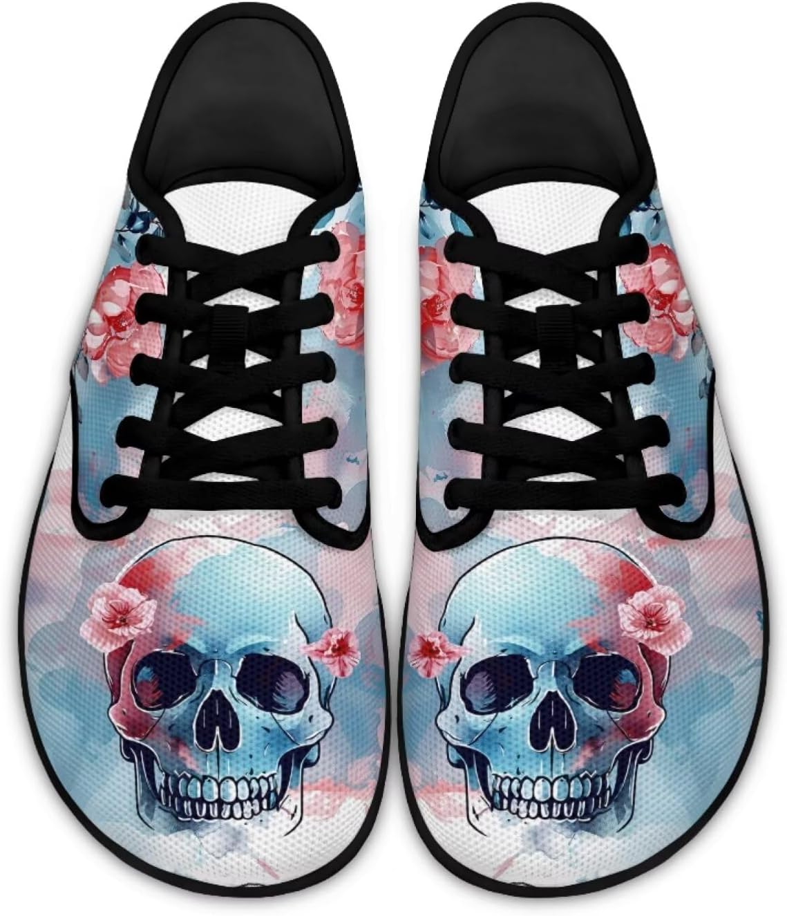 

Женские кроссовки с черепами для ходьбы и бега, модные туфли на шнуровке, лоферы для вождения Ecaestolph, синий/розовый