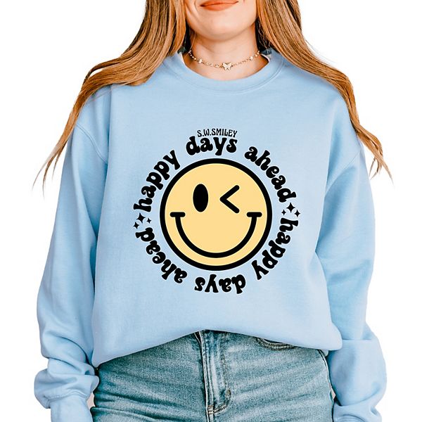 

Футболка Sweatshirt SWSmiley happy days ahead smiley face Simply Sage Market, Light Blue