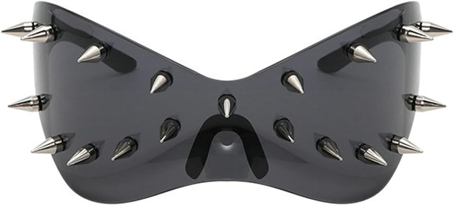

Панк-рокерские большие солнцезащитные очки с шипами в виде щита, модные, клубные, женские и мужские, металлические, футуристические, в стиле дикого рока, для бара, F27 willochra, C2