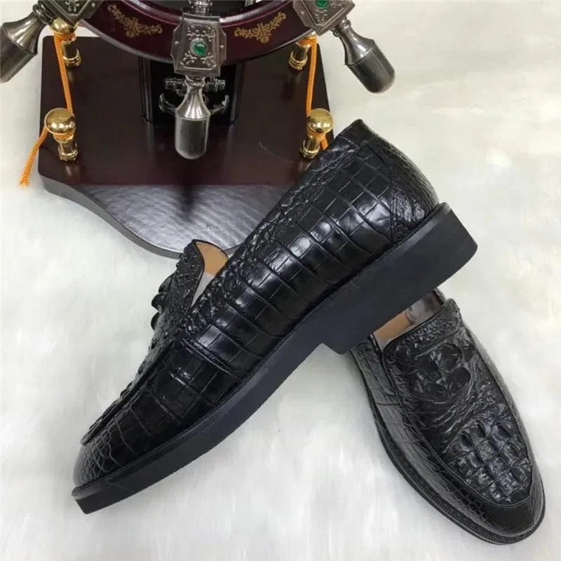 Оксфорды из натуральной кожи аллигатора, Black — фото 2