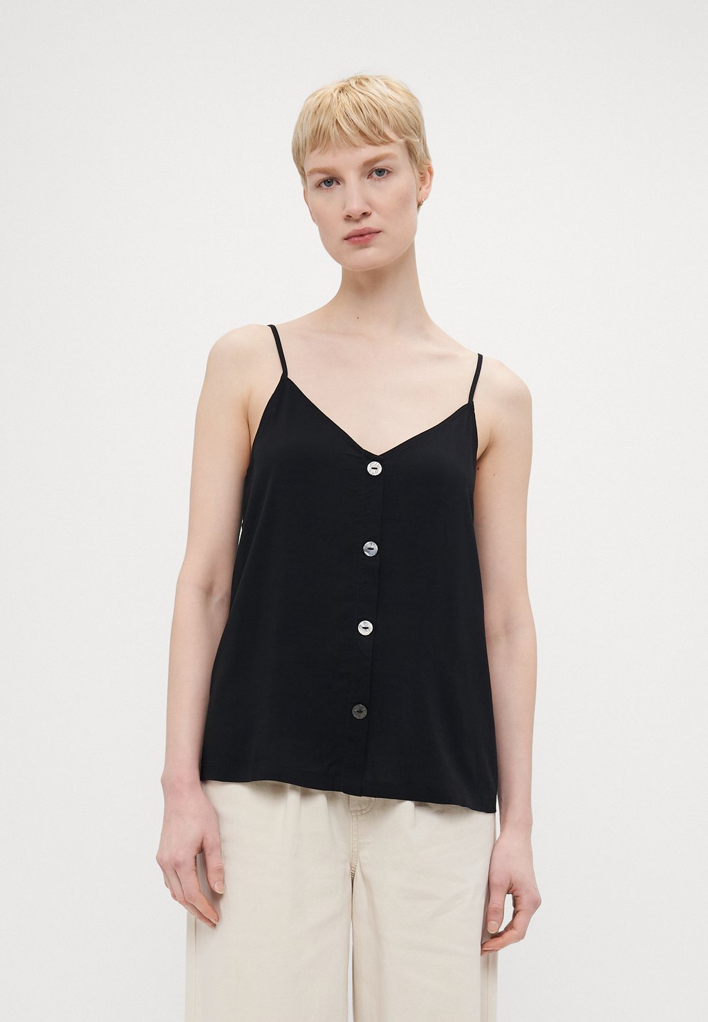 

Топ ONLNELLY LIFE BUTTON SINGLET SOLID ONLY Tall, черный