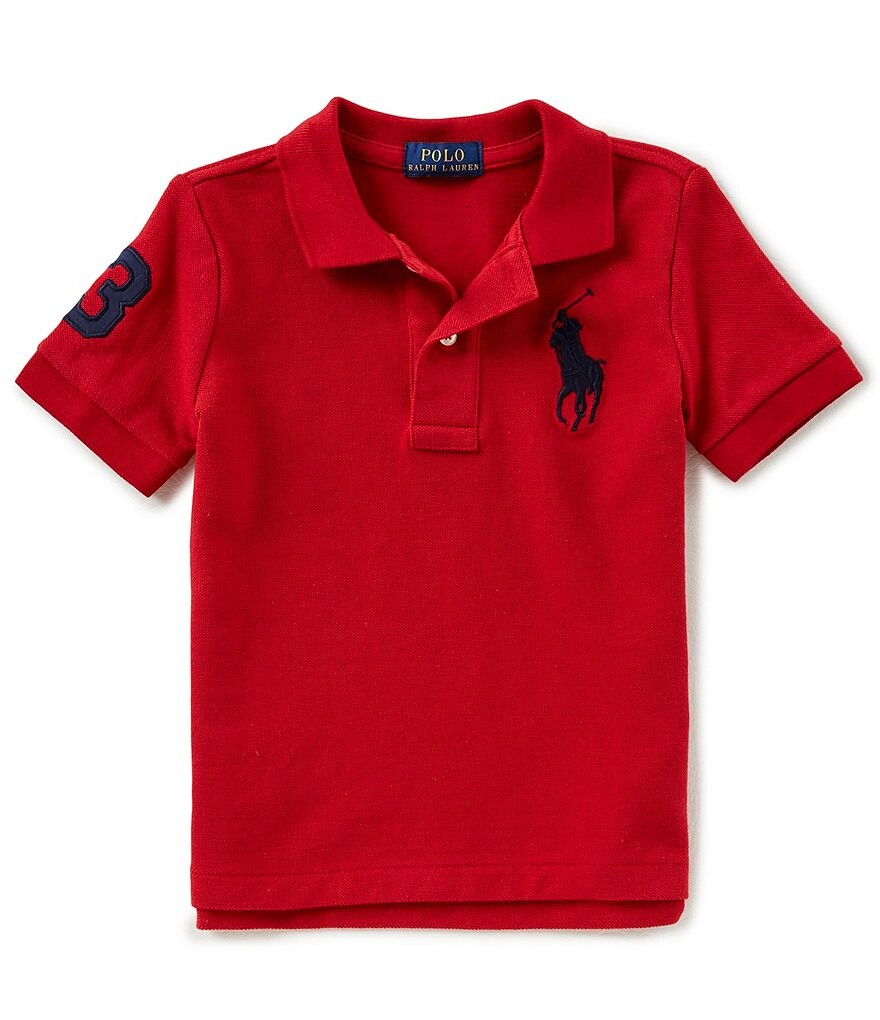 

Классическая сетчатая рубашка-поло с короткими рукавами и логотипом Polo Ralph Lauren Little Boys 2T-7, красный