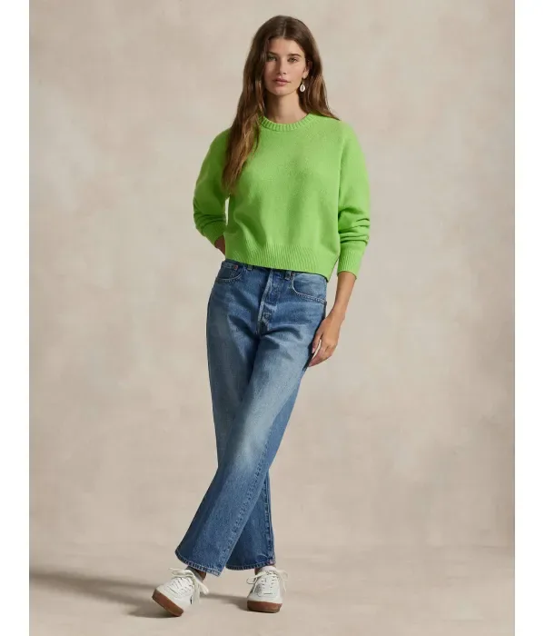 Шерстяной свитер relaxed fit Polo Ralph Lauren, лаймовый — фото 2