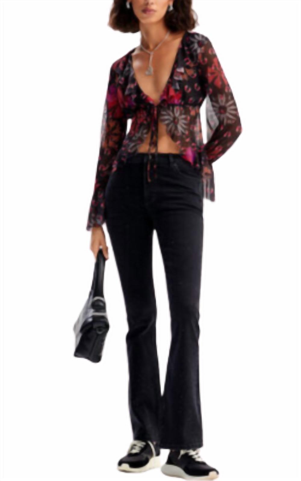 

Джинсы Desigual со стразами Flare Leg Jeans черного цвета