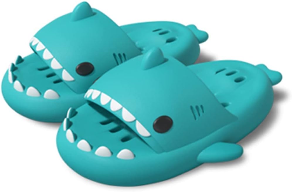 

GENYS Милые тапочки для пары с акулами, мягкие тапочки для женщин и мужчин, домашние нескользящие легкие тапочки, повседневные сандалии для дома, массажные тапочки, зеленый