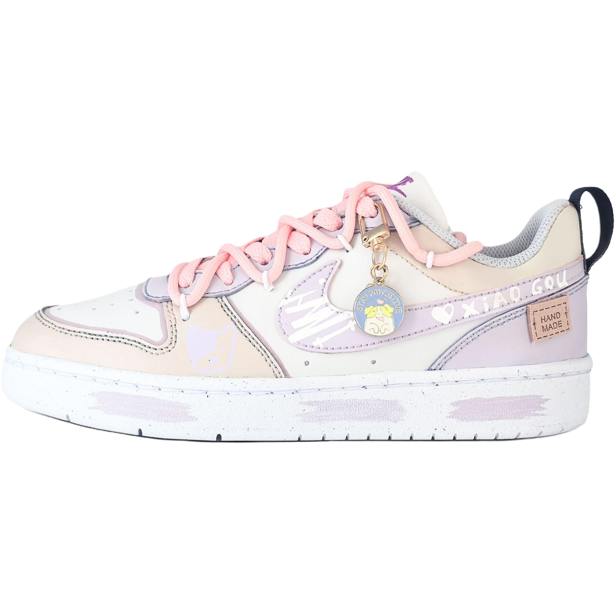 

Court Borough Cushioning Low top Skateboard Shoes Purple Pink White Kids' Nike, розовый