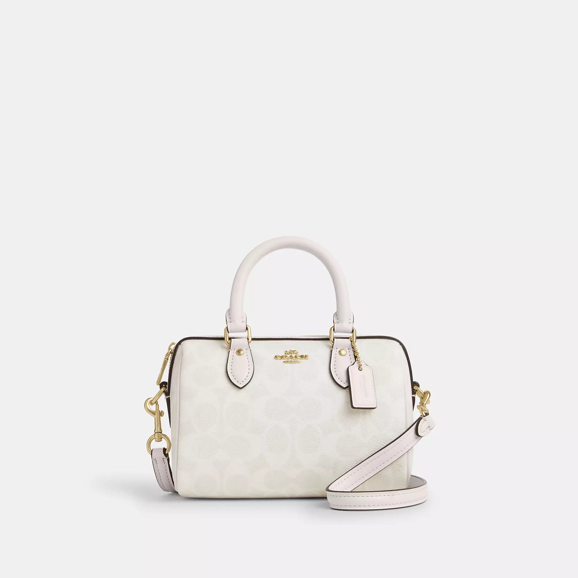 

Coach Outlet Мини-сумка кроссбоди Rowan из фирменной ткани, золотой/белый