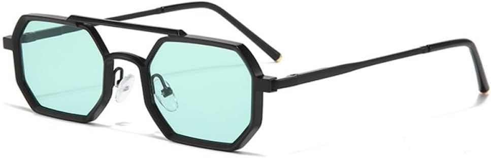 

Мужские солнцезащитные очки в стиле ретро с двойной перемычкой, многоугольные, маленькие, с прозрачными линзами с градиентом цвета "океан", женские очки в металлической оправе TYUVIVO, Silver Blue Gradient