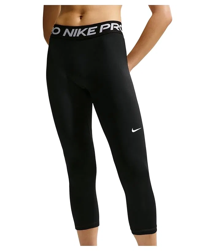 Леггинсы Nike Pro Mid-Rise Crop Leggings, Black/White