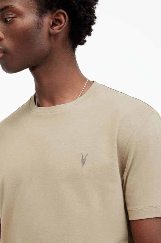 Хлопковая футболка BRACE SS CREW AllSaints, коричневый — фото 2