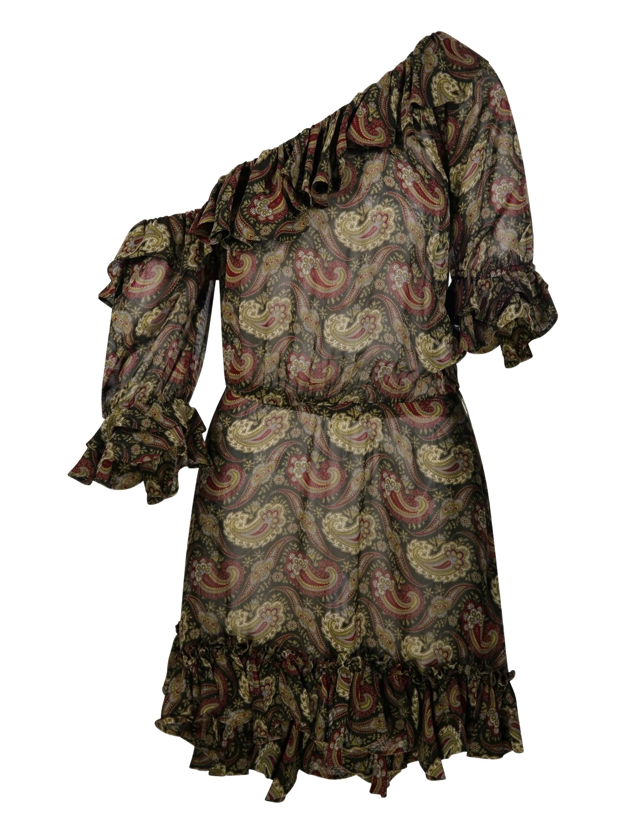 

Платье мини с принтом пейсли Saint Laurent, зеленый