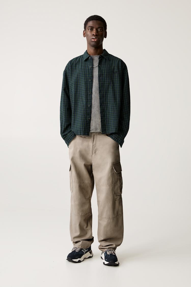 

Брюки карго со швами Pull And Bear, серый