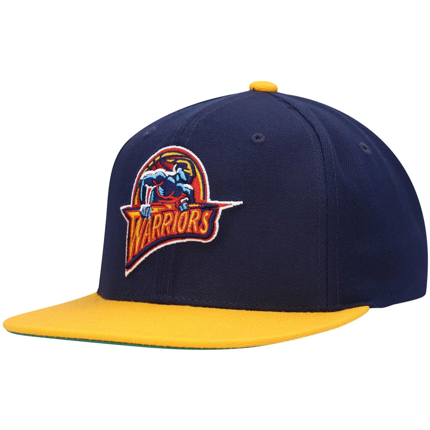 

Мужская кепка Mitchell & Ness темно-синего/золотого цвета Golden State Warriors Hardwood Classics Team, двухцветная кепка 2.0 Snapback