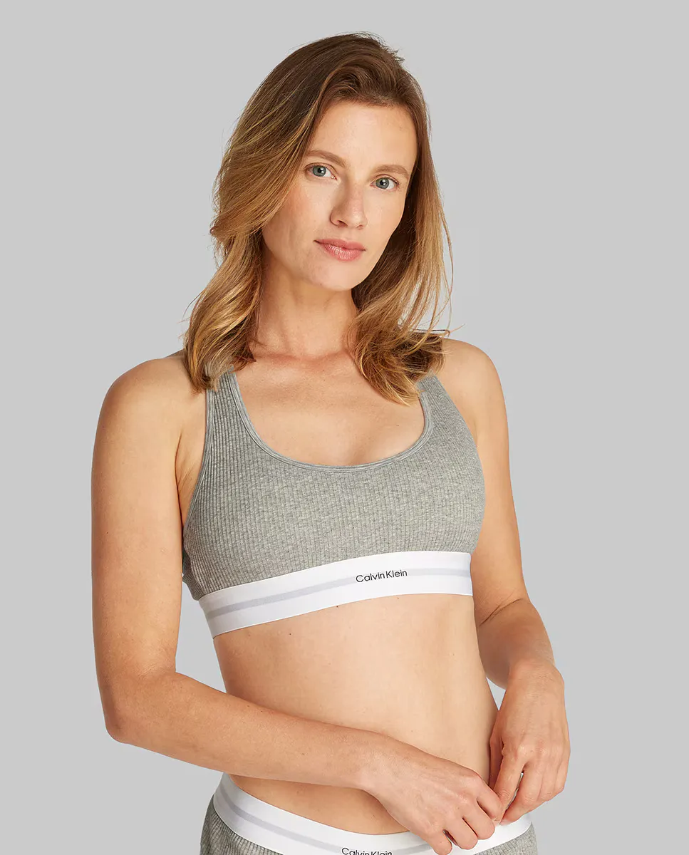 

Бюстгальтер-бралетт из модального рубчика Calvin Klein, светло-серый