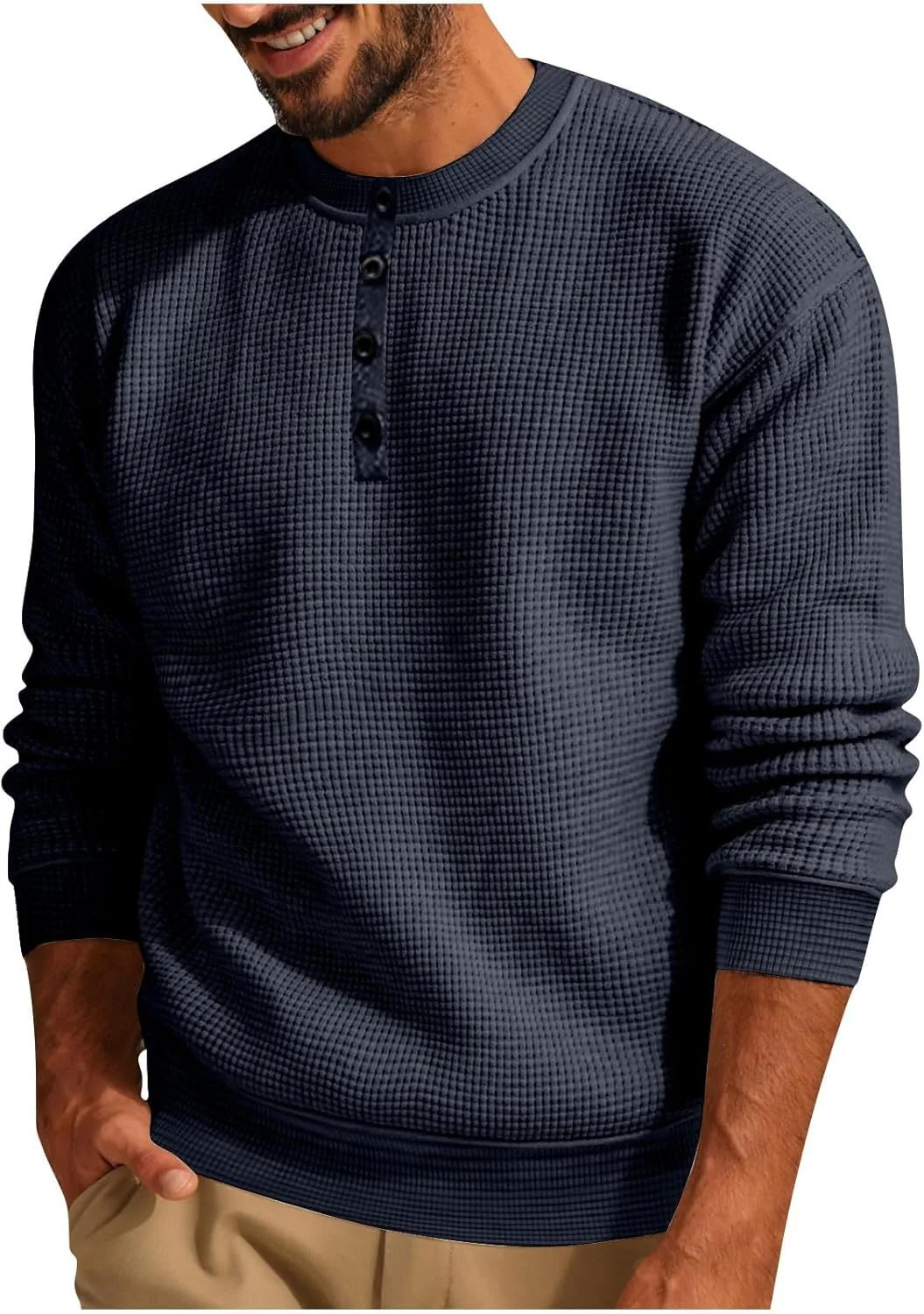 

Мужская футболка с длинным рукавом и пуговицами Grtresynmh